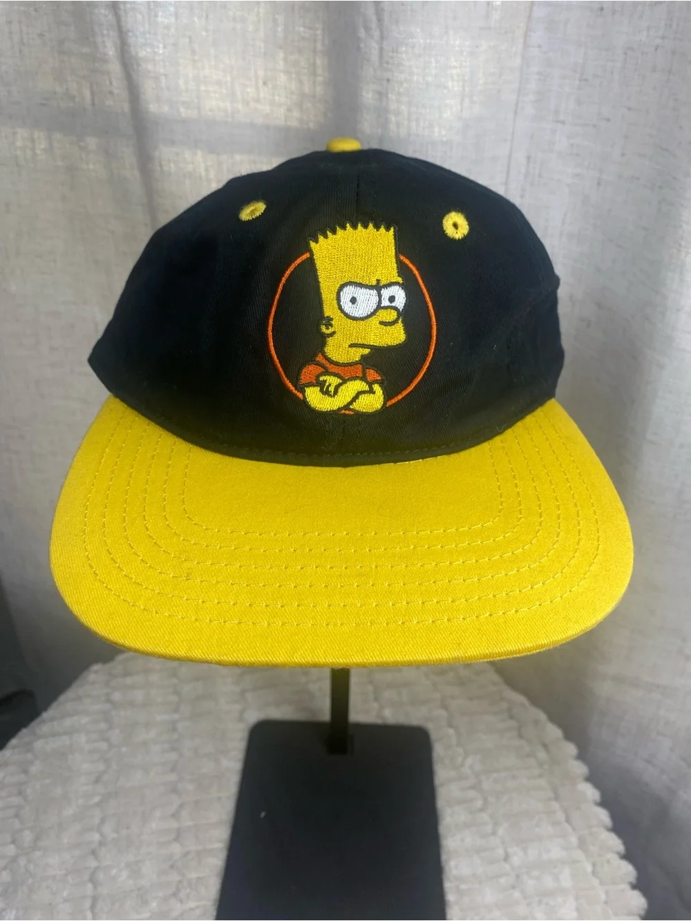 MAD Engine The Simpsons Angry Bart Simpson Snapback Hat Black Yellow Cap OSFM